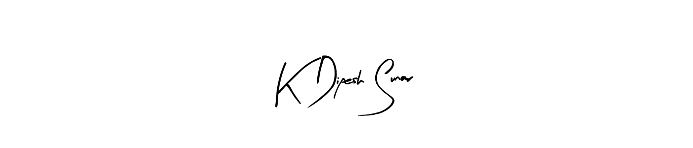 How to make K Dipesh Sunar name signature. Use Arty Signature style for creating short signs online. This is the latest handwritten sign. K Dipesh Sunar signature style 8 images and pictures png