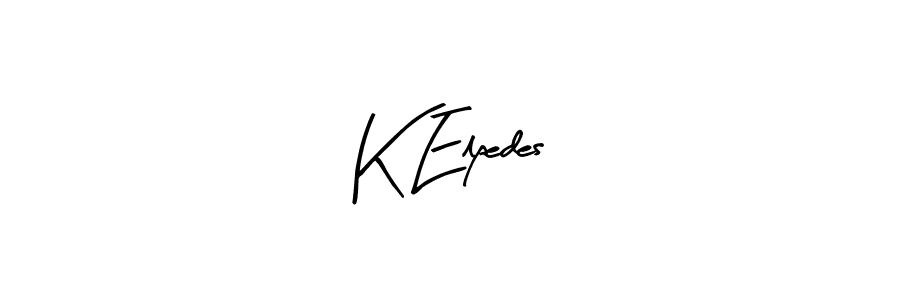 Make a beautiful signature design for name K Elpedes. With this signature (Arty Signature) style, you can create a handwritten signature for free. K Elpedes signature style 8 images and pictures png
