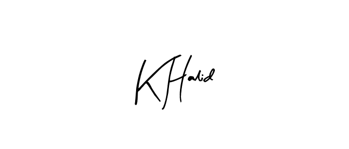 The best way (Arty Signature) to make a short signature is to pick only two or three words in your name. The name K Halid include a total of six letters. For converting this name. K Halid signature style 8 images and pictures png