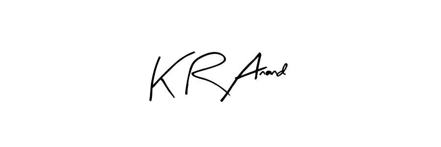 Similarly Arty Signature is the best handwritten signature design. Signature creator online .You can use it as an online autograph creator for name K R Anand. K R Anand signature style 8 images and pictures png