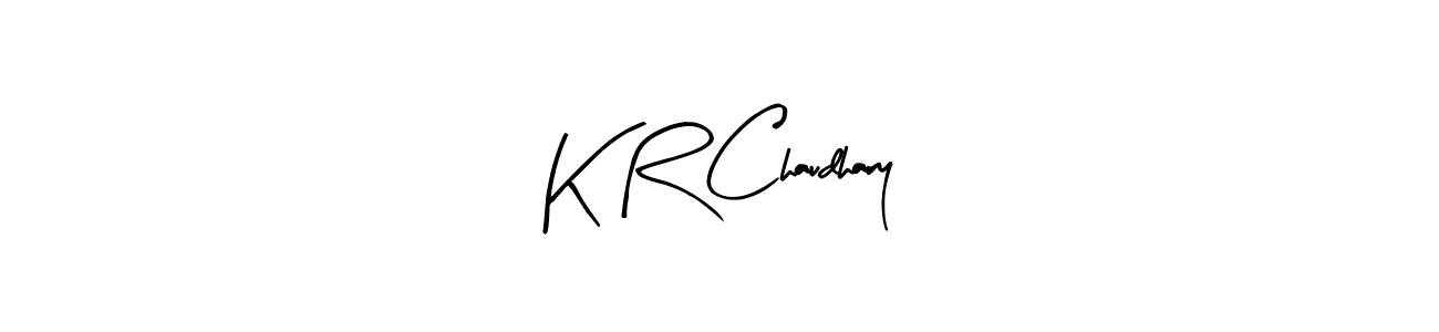 The best way (Arty Signature) to make a short signature is to pick only two or three words in your name. The name K R Chaudhary include a total of six letters. For converting this name. K R Chaudhary signature style 8 images and pictures png