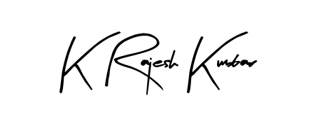 Similarly Arty Signature is the best handwritten signature design. Signature creator online. You can use it as an online autograph creator for name K Rajesh Kumbar. K Rajesh Kumbar signature style 8 images and pictures png