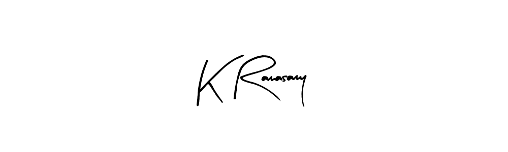 if you are searching for the best signature style for your name K Ramasamy. so please give up your signature search. here we have designed multiple signature styles  using Arty Signature. K Ramasamy signature style 8 images and pictures png