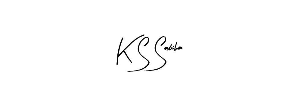 Arty Signature is a professional signature style that is perfect for those who want to add a touch of class to their signature. It is also a great choice for those who want to make their signature more unique. Get K S Sabiha name to fancy signature for free. K S Sabiha signature style 8 images and pictures png