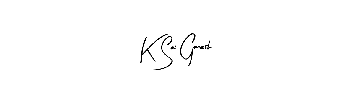 Similarly Arty Signature is the best handwritten signature design. Signature creator online .You can use it as an online autograph creator for name K Sai Ganesh. K Sai Ganesh signature style 8 images and pictures png