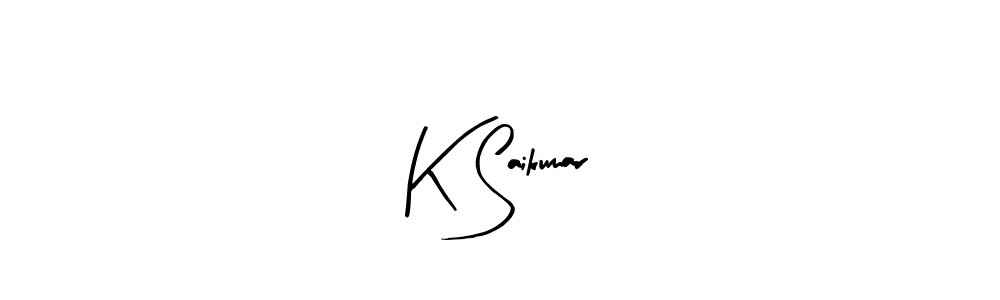 The best way (Arty Signature) to make a short signature is to pick only two or three words in your name. The name K Saikumar include a total of six letters. For converting this name. K Saikumar signature style 8 images and pictures png