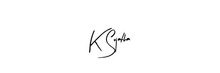 Create a beautiful signature design for name K Sujatha. With this signature (Arty Signature) fonts, you can make a handwritten signature for free. K Sujatha signature style 8 images and pictures png