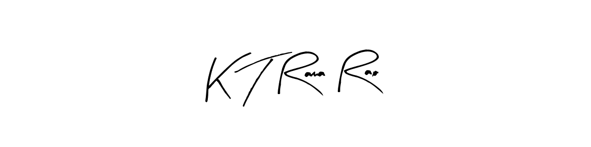 Arty Signature is a professional signature style that is perfect for those who want to add a touch of class to their signature. It is also a great choice for those who want to make their signature more unique. Get K T Rama Rao name to fancy signature for free. K T Rama Rao signature style 8 images and pictures png