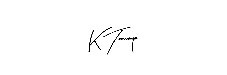 How to make K Tanmaya name signature. Use Arty Signature style for creating short signs online. This is the latest handwritten sign. K Tanmaya signature style 8 images and pictures png