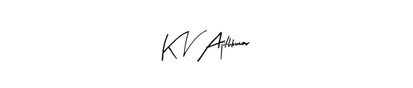 Similarly Arty Signature is the best handwritten signature design. Signature creator online .You can use it as an online autograph creator for name K V Ajithkumar. K V Ajithkumar signature style 8 images and pictures png