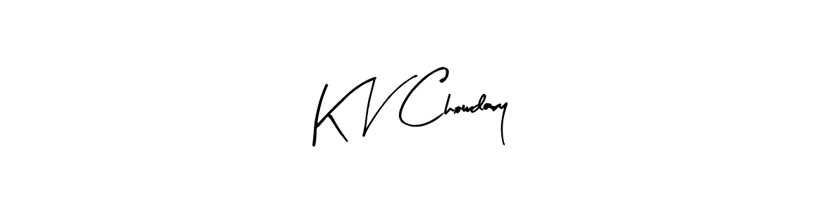The best way (Arty Signature) to make a short signature is to pick only two or three words in your name. The name K V Chowdary include a total of six letters. For converting this name. K V Chowdary signature style 8 images and pictures png