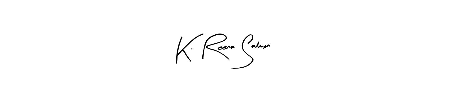 Arty Signature is a professional signature style that is perfect for those who want to add a touch of class to their signature. It is also a great choice for those who want to make their signature more unique. Get K. Reena Salmon name to fancy signature for free. K. Reena Salmon signature style 8 images and pictures png