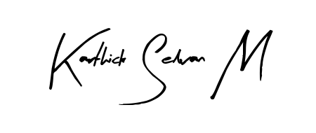 A classic penmanship look for Karthick Selvan M. The Arty Signature font brings timeless elegance and confidence to every signed document. Karthick Selvan M signature style 8 images and pictures png