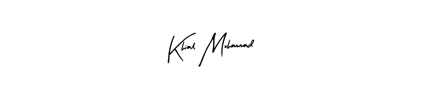 Arty Signature is a professional signature style that is perfect for those who want to add a touch of class to their signature. It is also a great choice for those who want to make their signature more unique. Get Khial Muhammad name to fancy signature for free. Khial Muhammad signature style 8 images and pictures png