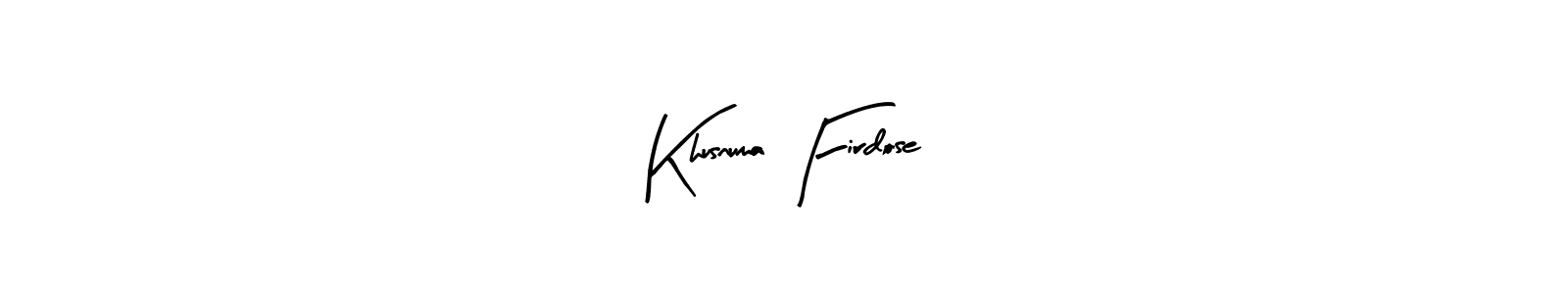 How to make Khusnuma Firdose name signature. Use Arty Signature style for creating short signs online. This is the latest handwritten sign. Khusnuma Firdose signature style 8 images and pictures png