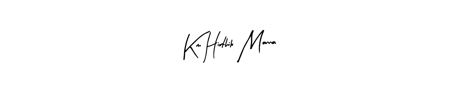 Arty Signature is a professional signature style that is perfect for those who want to add a touch of class to their signature. It is also a great choice for those who want to make their signature more unique. Get Km Hirthik Manna name to fancy signature for free. Km Hirthik Manna signature style 8 images and pictures png