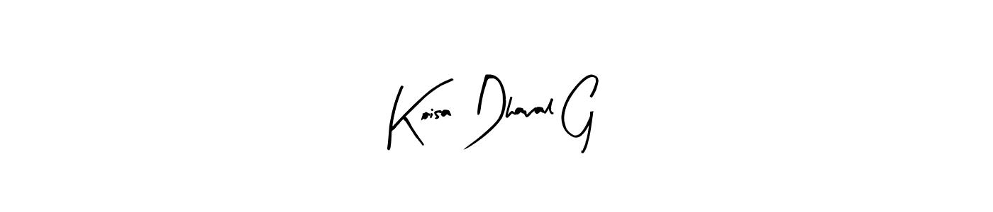 You can use this online signature creator to create a handwritten signature for the name Koisa Dhaval G. This is the best online autograph maker. Koisa Dhaval G signature style 8 images and pictures png