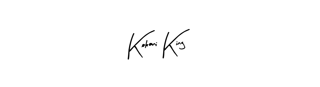 Similarly Arty Signature is the best handwritten signature design. Signature creator online .You can use it as an online autograph creator for name Kokani King. Kokani King signature style 8 images and pictures png