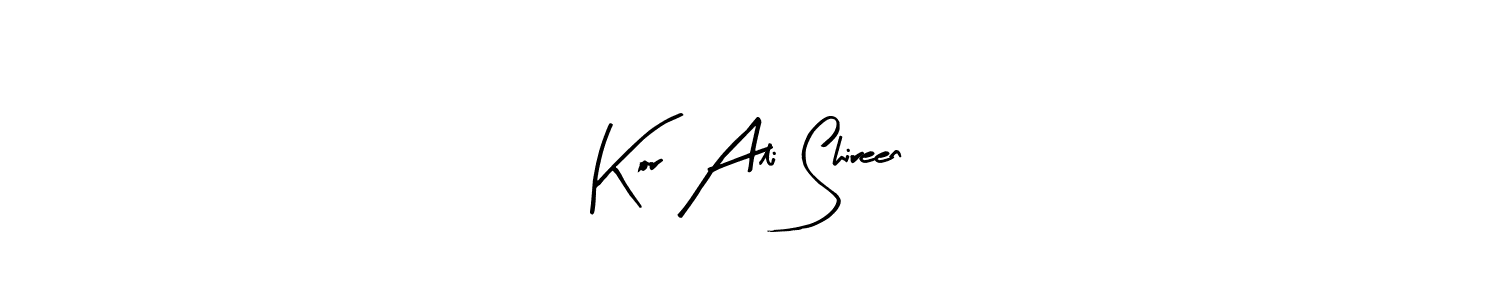 Similarly Arty Signature is the best handwritten signature design. Signature creator online .You can use it as an online autograph creator for name Kor Ali Shireen. Kor Ali Shireen signature style 8 images and pictures png