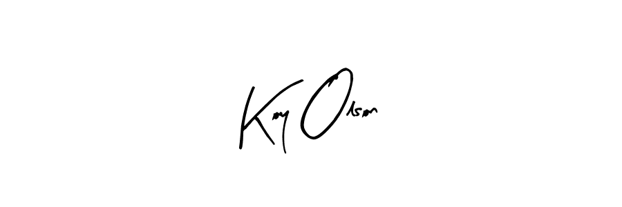 Arty Signature is a professional signature style that is perfect for those who want to add a touch of class to their signature. It is also a great choice for those who want to make their signature more unique. Get Koy Olson name to fancy signature for free. Koy Olson signature style 8 images and pictures png