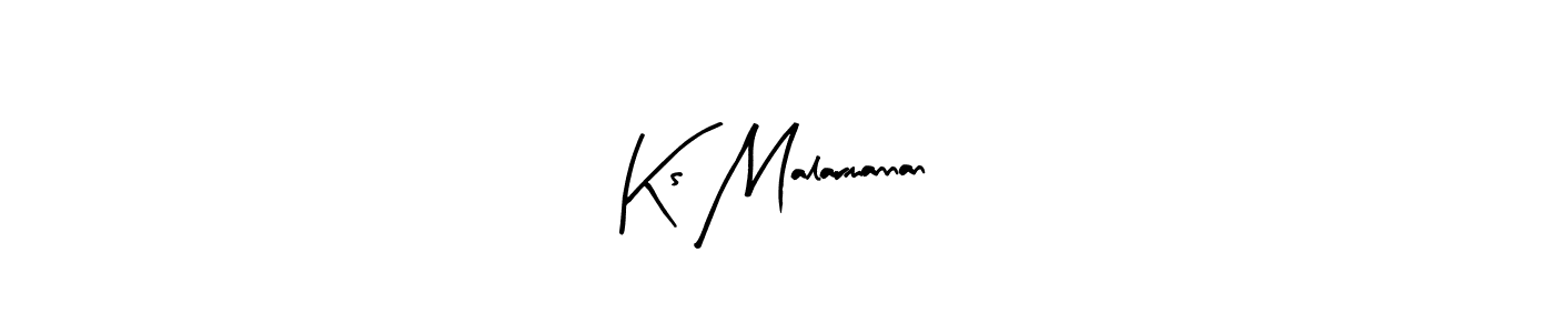 Arty Signature is a professional signature style that is perfect for those who want to add a touch of class to their signature. It is also a great choice for those who want to make their signature more unique. Get Ks Malarmannan name to fancy signature for free. Ks Malarmannan signature style 8 images and pictures png