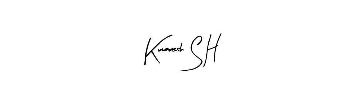 The best way (Arty Signature) to make a short signature is to pick only two or three words in your name. The name Kumaresh S H include a total of six letters. For converting this name. Kumaresh S H signature style 8 images and pictures png