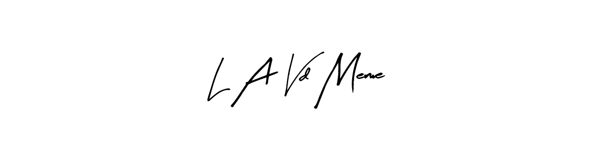 How to make L A Vd Merwe name signature. Use Arty Signature style for creating short signs online. This is the latest handwritten sign. L A Vd Merwe signature style 8 images and pictures png
