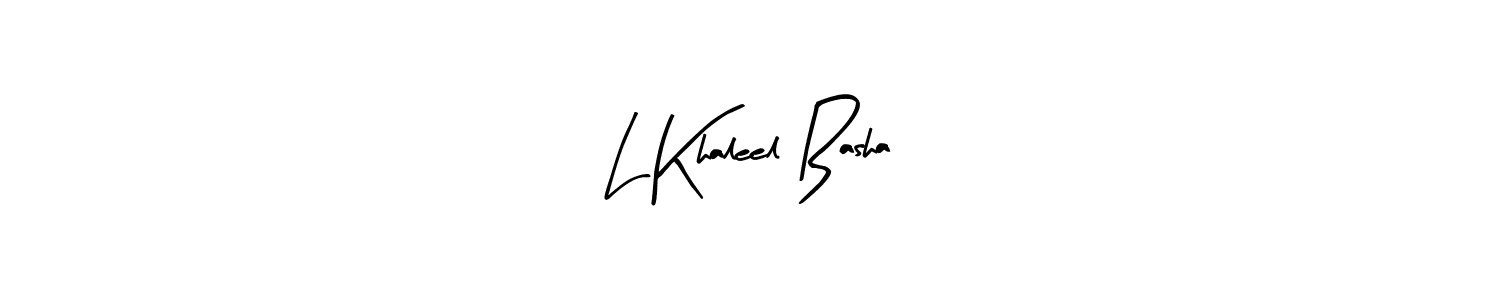 Arty Signature is a professional signature style that is perfect for those who want to add a touch of class to their signature. It is also a great choice for those who want to make their signature more unique. Get L Khaleel Basha name to fancy signature for free. L Khaleel Basha signature style 8 images and pictures png
