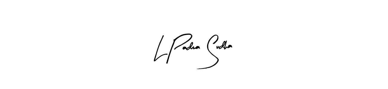 The best way (Arty Signature) to make a short signature is to pick only two or three words in your name. The name L Padma Sudha include a total of six letters. For converting this name. L Padma Sudha signature style 8 images and pictures png