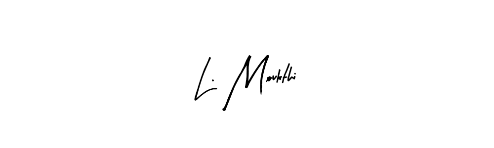 See photos of L. Moukthi official signature by Spectra . Check more albums & portfolios. Read reviews & check more about Arty Signature font. L. Moukthi signature style 8 images and pictures png