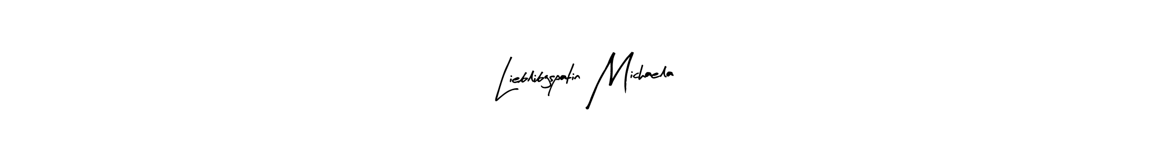 How to make Lieblibgspatin Michaela name signature. Use Arty Signature style for creating short signs online. This is the latest handwritten sign. Lieblibgspatin Michaela signature style 8 images and pictures png