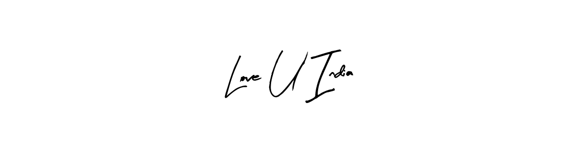 Use a signature maker to create a handwritten signature online. With this signature software, you can design (Arty Signature) your own signature for name Love U India. Love U India signature style 8 images and pictures png