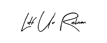 A sleek calligraphic signature for name Lutf Ur Rehman utilizing Arty Signature styling. Great for adding personal signatures to photos and art. Lutf Ur Rehman signature style 8 images and pictures png