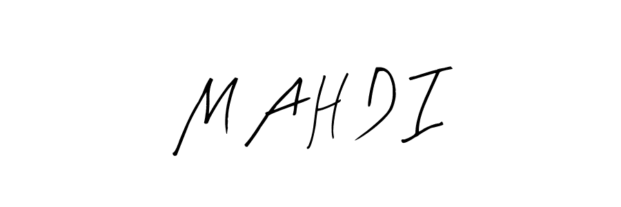 M A H D I stylish signature style. Best Handwritten Sign (Arty Signature) for my name. Handwritten Signature Collection Ideas for my name M A H D I. M A H D I signature style 8 images and pictures png