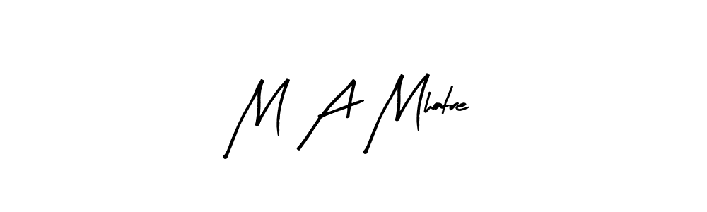 How to make M A Mhatre name signature. Use Arty Signature style for creating short signs online. This is the latest handwritten sign. M A Mhatre signature style 8 images and pictures png