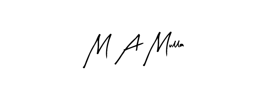 The best way (Arty Signature) to make a short signature is to pick only two or three words in your name. The name M A Mulla include a total of six letters. For converting this name. M A Mulla signature style 8 images and pictures png