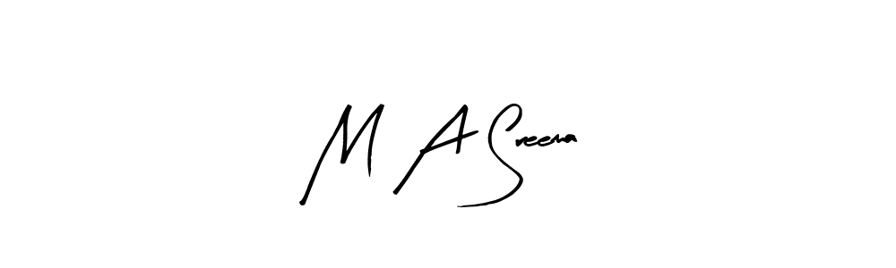 The best way (Arty Signature) to make a short signature is to pick only two or three words in your name. The name M A Sreema include a total of six letters. For converting this name. M A Sreema signature style 8 images and pictures png