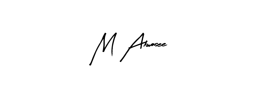 if you are searching for the best signature style for your name M Alwasee. so please give up your signature search. here we have designed multiple signature styles  using Arty Signature. M Alwasee signature style 8 images and pictures png