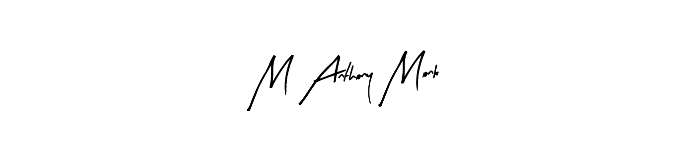 How to make M Anthony Monk name signature. Use Arty Signature style for creating short signs online. This is the latest handwritten sign. M Anthony Monk signature style 8 images and pictures png