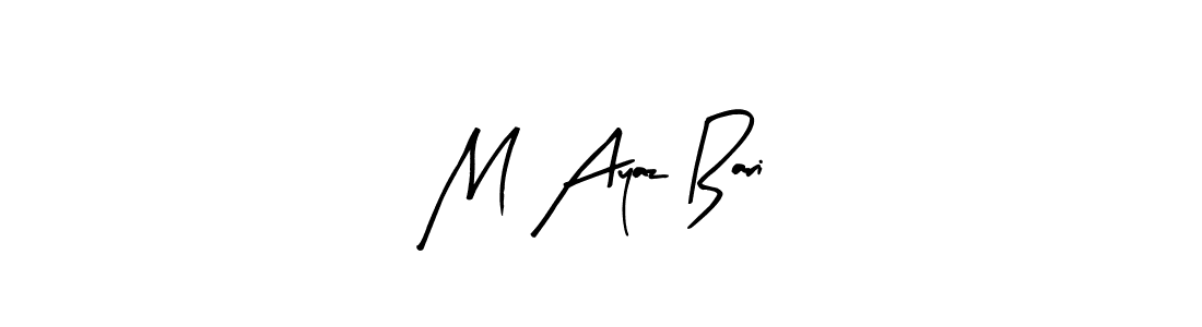 Similarly Arty Signature is the best handwritten signature design. Signature creator online .You can use it as an online autograph creator for name M Ayaz Bari. M Ayaz Bari signature style 8 images and pictures png