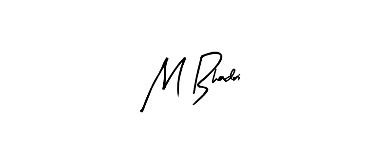Make a beautiful signature design for name M Bhadri. With this signature (Arty Signature) style, you can create a handwritten signature for free. M Bhadri signature style 8 images and pictures png
