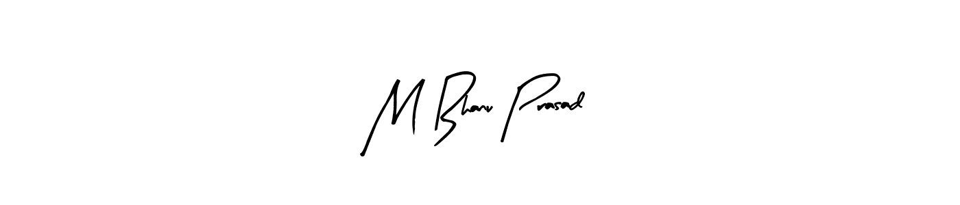 How to make M Bhanu Prasad name signature. Use Arty Signature style for creating short signs online. This is the latest handwritten sign. M Bhanu Prasad signature style 8 images and pictures png