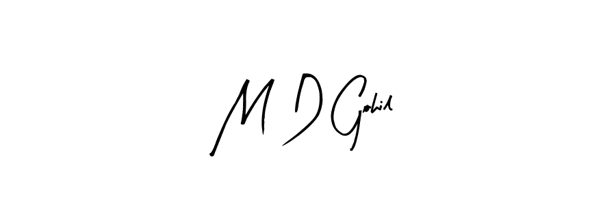 You should practise on your own different ways (Arty Signature) to write your name (M D Gohil) in signature. don't let someone else do it for you. M D Gohil signature style 8 images and pictures png