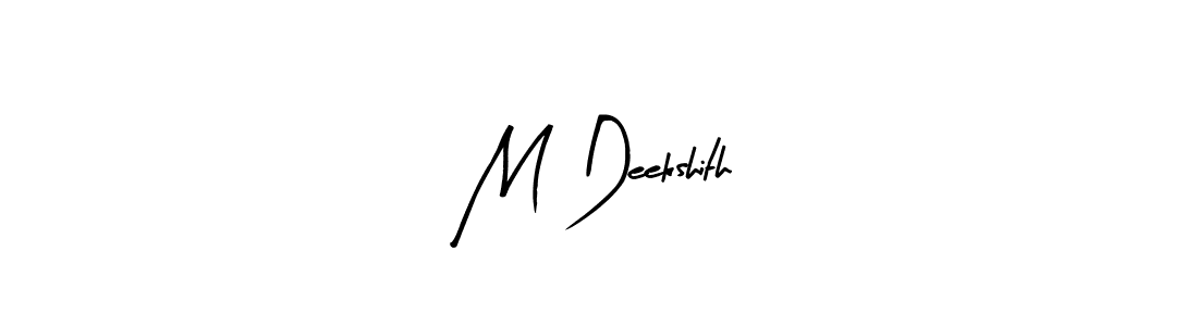 The best way (Arty Signature) to make a short signature is to pick only two or three words in your name. The name M Deekshith include a total of six letters. For converting this name. M Deekshith signature style 8 images and pictures png