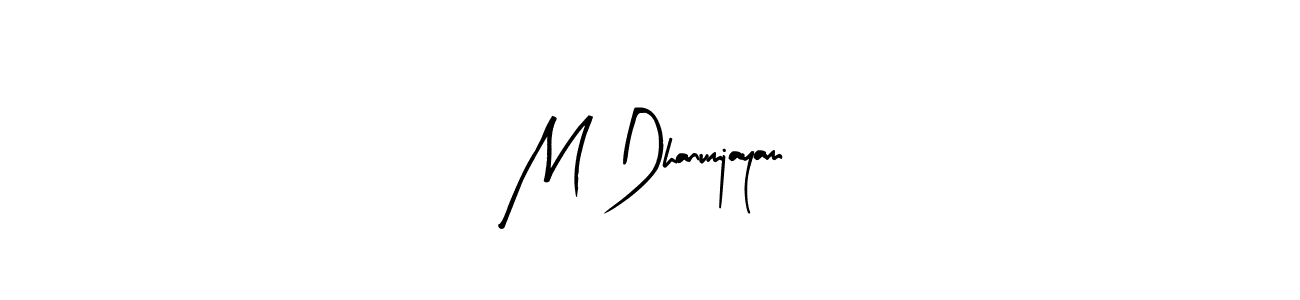 Use a signature maker to create a handwritten signature online. With this signature software, you can design (Arty Signature) your own signature for name M Dhanumjayam. M Dhanumjayam signature style 8 images and pictures png