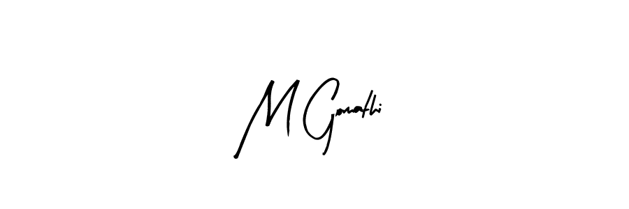 You should practise on your own different ways (Arty Signature) to write your name (M Gomathi) in signature. don't let someone else do it for you. M Gomathi signature style 8 images and pictures png