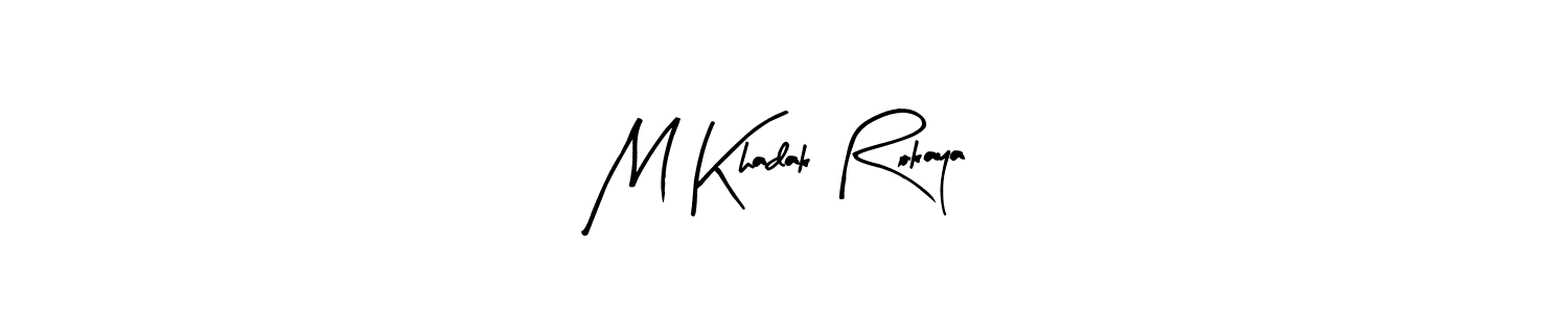 See photos of M Khadak Rokaya official signature by Spectra . Check more albums & portfolios. Read reviews & check more about Arty Signature font. M Khadak Rokaya signature style 8 images and pictures png
