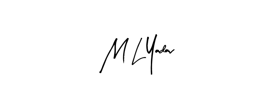 The best way (Arty Signature) to make a short signature is to pick only two or three words in your name. The name M L Yadav include a total of six letters. For converting this name. M L Yadav signature style 8 images and pictures png