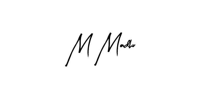 Arty Signature is a professional signature style that is perfect for those who want to add a touch of class to their signature. It is also a great choice for those who want to make their signature more unique. Get M Madhu name to fancy signature for free. M Madhu signature style 8 images and pictures png