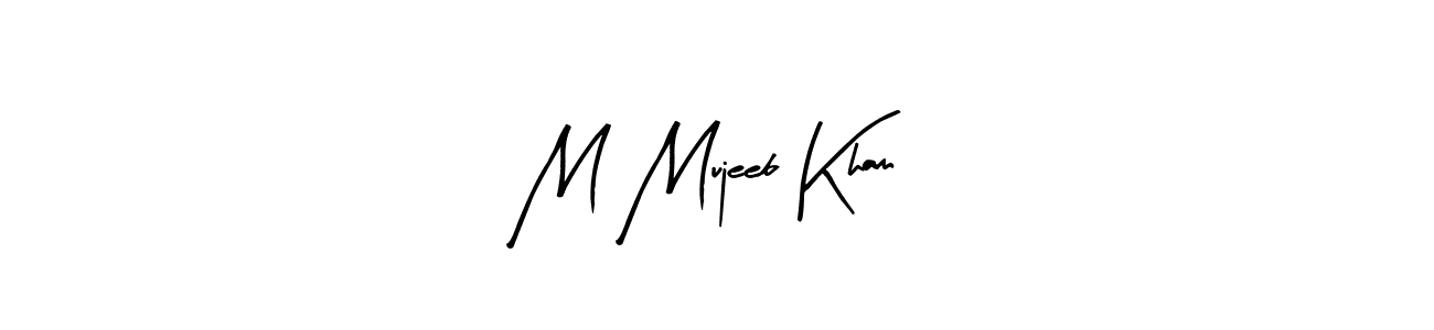 How to make M Mujeeb Kham name signature. Use Arty Signature style for creating short signs online. This is the latest handwritten sign. M Mujeeb Kham signature style 8 images and pictures png